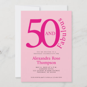 50 and Fabulous Blush Pink 50th Birthday Party Invitation