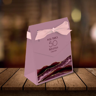 50 and Fabulous Burgundy Pink Agate 50th Birthday Favour Box