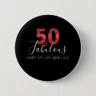 50 and Fabulous Casino Vegas Birthday 6 Cm Round Badge
