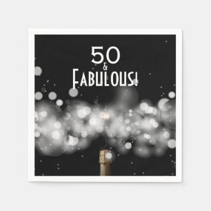 50 and Fabulous Champagne Birthday Party Napkins