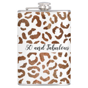 50 and Fabulous Cheetah Print Abstract Hip Flask