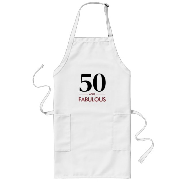 50 and Fabulous Cherry Wine Birthday Party Long Apron (Front)