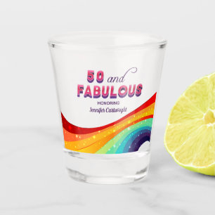 50 and Fabulous Chic Rainbow 50th Birthday Party Shot Glass