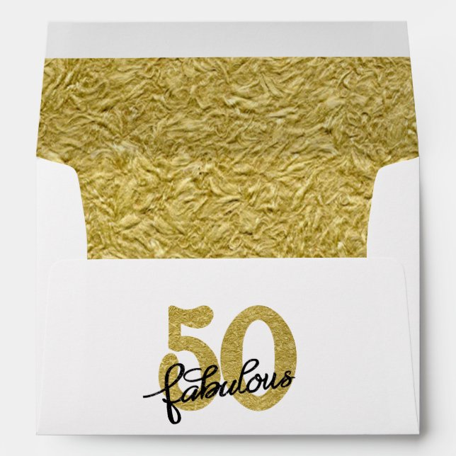 50 and Fabulous | Classy Gold Black and White Envelopes (Back (Bottom))