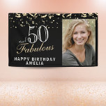 50 and Fabulous Confetti Black 50th Birthday Photo Banner<br><div class="desc">50 and Fabulous Confetti Black 50th Birthday Photo Banner. Great sign for the 50th birthday party with a custom photo, inspirational and funny quote 50 and fabulous and text in trendy script with a name. Personalise the sign with your photo, your name and the age, and make your own fun...</div>