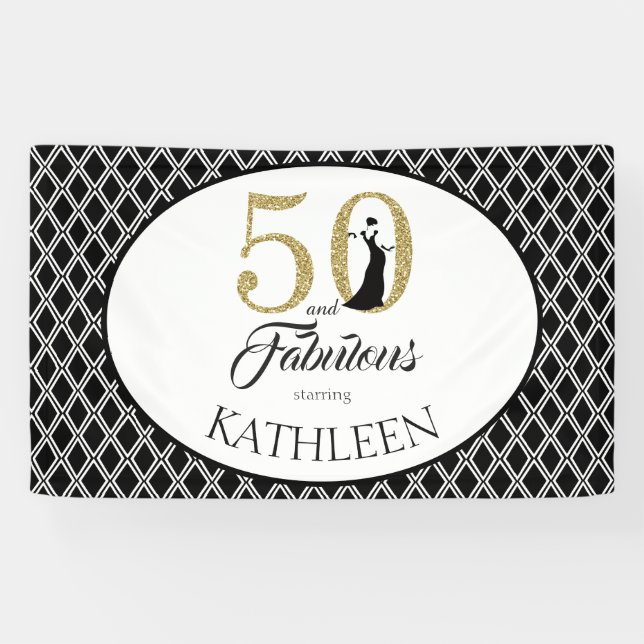 50 and Fabulous Custom 50th Birthday Banner (Horizontal)