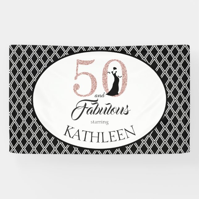 50 and Fabulous Custom 50th Birthday Banner (Horizontal)