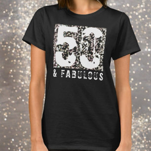50 and fabulous custom glitter birthday party glow T-Shirt