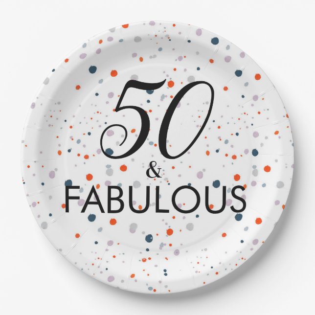 50 And Fabulous Customisable Birthday Party   Paper Plate (Front)