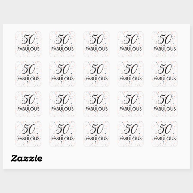 50 And Fabulous Customisable Birthday  Square Sticker (Sheet)