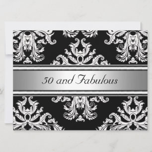 50 and Fabulous Damask Birthday Party Invitation