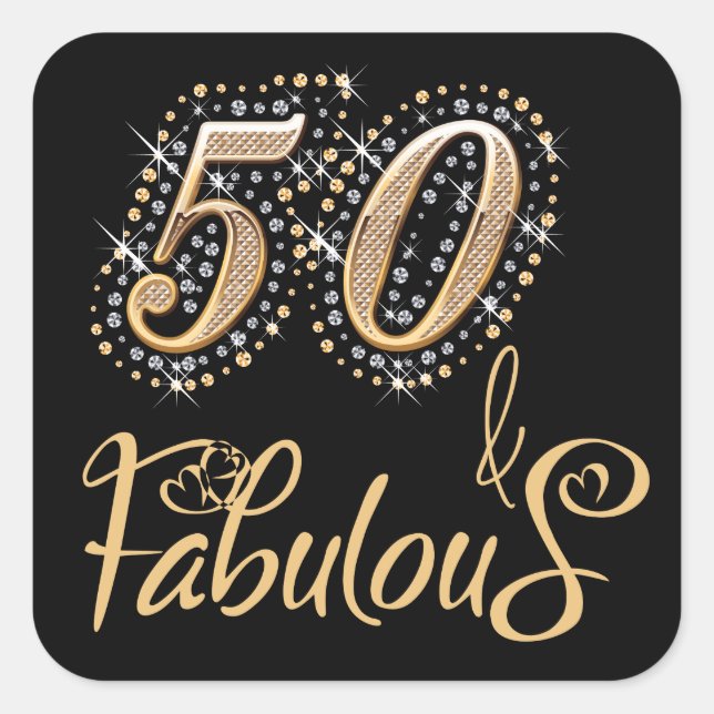 50 and Fabulous diamonds Royal Luxury design Square Sticker (Front)