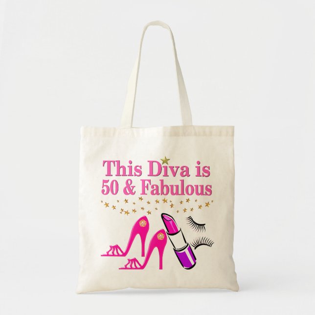 50 AND FABULOUS DIVA TOTE BAG (Front)