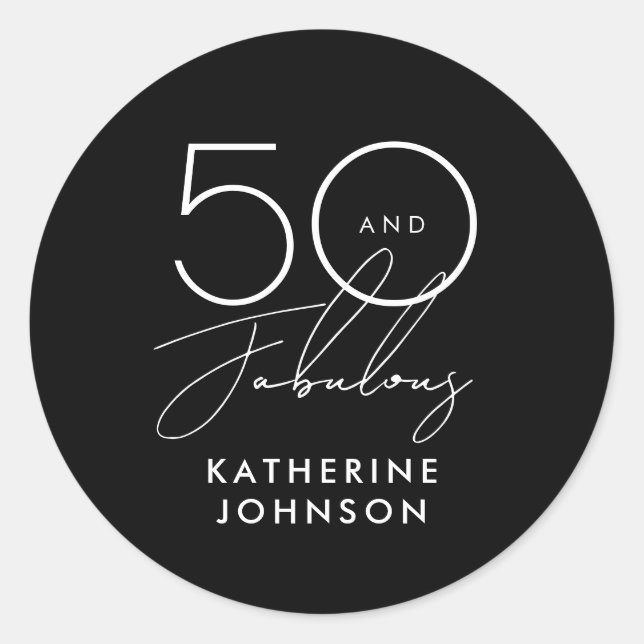 50 and Fabulous Elegant 50th Birthday Classic  Classic Round Sticker (Front)