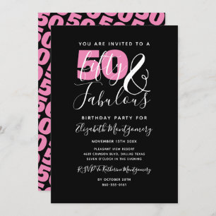 50 And Fabulous Elegant 50th Birthday Party Invitation