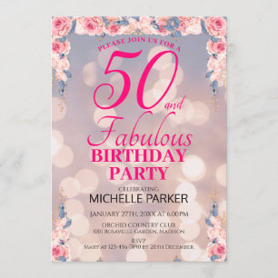 50 and Fabulous Elegant 50th Birthday Party Invitation