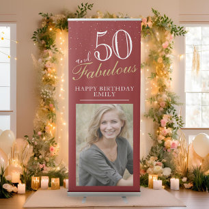 50 and Fabulous Elegant 50th Birthday Photo  Retractable Banner
