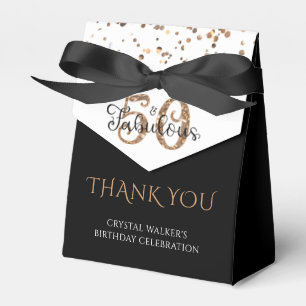 50 AND FABULOUS Elegant Black Gold Thank You Favour Box