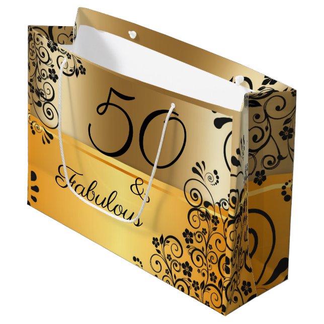 50 and Fabulous Elegant Large Gift Bag (Front Angled)
