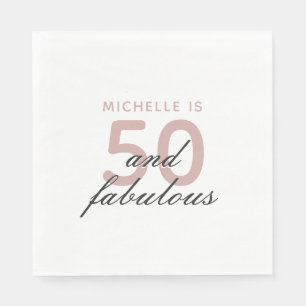 50 and Fabulous Elegant Pink 50th Birthday Party  Napkin