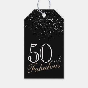 50 and Fabulous Elegant Script Black 50th Birthday Gift Tags