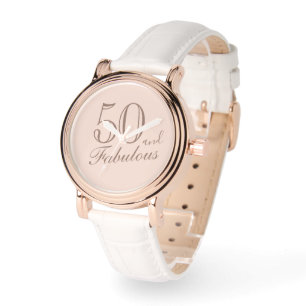 50 and Fabulous Elegant Script Woman 50th Birthday Watch