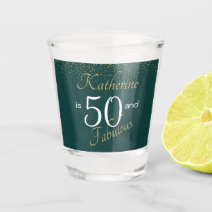 50 and Fabulous Emerald Green Gold 50th Birthday Shot Glass
