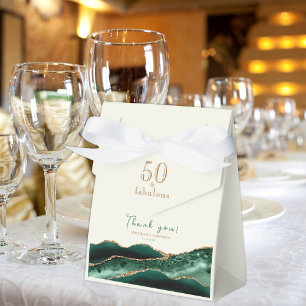 50 and Fabulous Emerald Green Gold Agate Thank You Favour Box