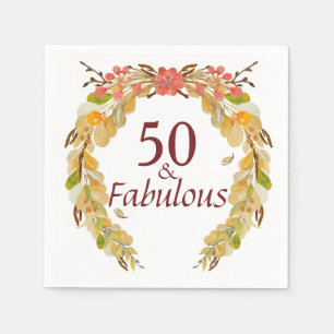 50 and Fabulous Fall burgundy Napkin
