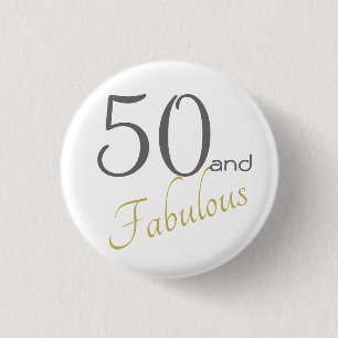 50 and Fabulous Female Gold birthday 3 Cm Round Badge