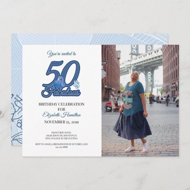 50 and Fabulous Fiftieth Birthday Party Invitation (Front/Back)