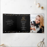 50 and fabulous fiftieth Birthday Photo TriFold<br><div class="desc">Celebrate the milestone of turning fifty with this stunning gold and black confetti 50 and fabulous birthday party tri-fold program design. Personalise it to make the event truly memorable. The tri-fold layout allows you to include essential information such as the party itinerary for your guests, ensuring they don't miss any...</div>