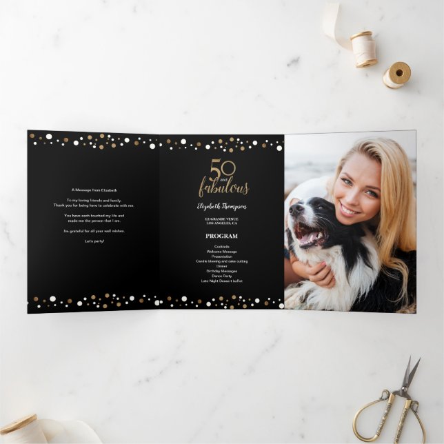 50 and fabulous fiftieth Birthday Photo TriFold (Inside)