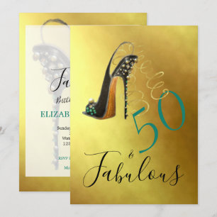 50 and Fabulous Fiftieth Elegant Gold Stylish Chic Invitation