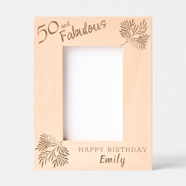 50 and Fabulous Foliage 50th Birthday Etched Frames (Front)