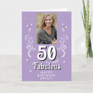 50 and Fabulous Foliage 50th Birthday Photo Card