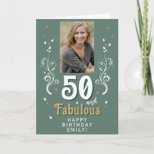 50 and Fabulous Foliage 50th Birthday Photo Card