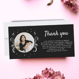 50 and Fabulous Foliage Black 50th Birthday Photo Thank You Card