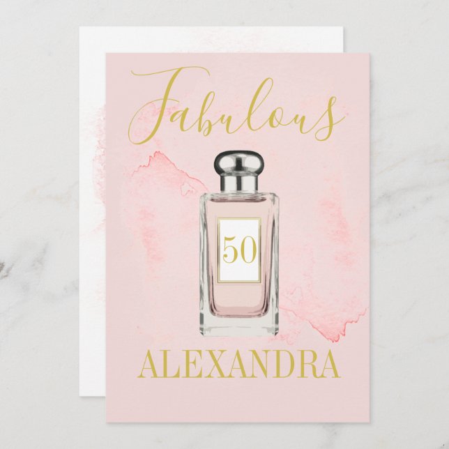 50 and Fabulous French Chic Perfume Monogram Invitation (Front/Back)