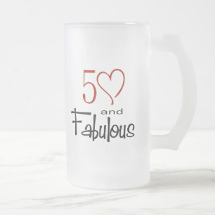 50 and Fabulous Frosted Glass Beer Mug