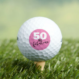 50 and fabulous gift 50th Birthday party pink Golf Balls