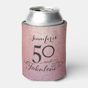 50 and Fabulous Glitter Birthday Can Cooler
