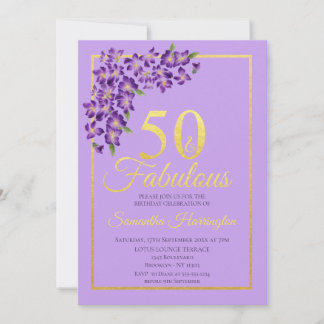 50 and Fabulous Gold 50th Birthday Party Invitation