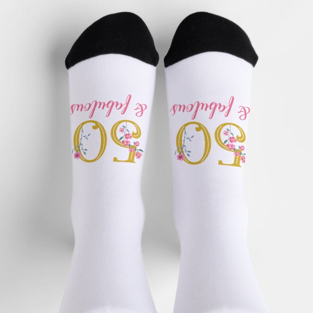 50 and Fabulous Gold and Pink Floral Socks (Top)