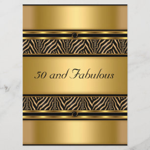 50 and Fabulous Gold  Birthday Party Invitation