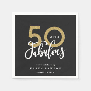 50 and fabulous gold birthday party napkin