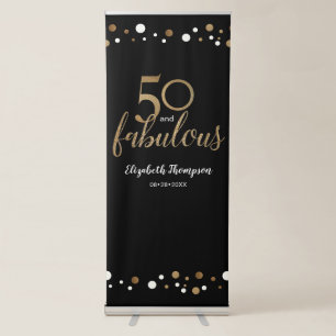 50 and fabulous Gold Black confetti 50th Birthday Retractable Banner