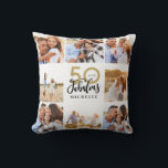 50 and fabulous gold black photo birthday  cushion<br><div class="desc">Celebrate your 50th birthday in style with these black and gold effect 50th birthday design. A modern design with script text and bold graphics. Change the colour to customise. Part of a collection.</div>