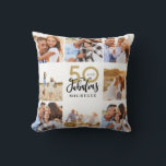 50 and fabulous gold black photo birthday  cushion<br><div class="desc">Celebrate your 50th birthday in style with these black and gold effect 50th birthday design. A modern design with script text and bold graphics. Change the colour to customise. Part of a collection.</div>