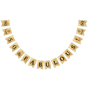 50 And Fabulous Gold Bunting Flags